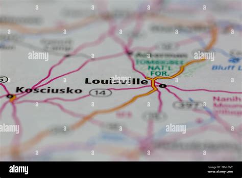 Louisville Mississippi USA shown on a Geography map or road map Stock ...