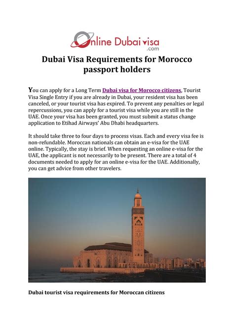 Dubai Visa Requirements for Morocco passport holders by ...