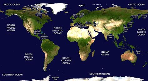 LISTS SEAS And OCEANS A TO Z INDEX OF THE WORLD In World Map With Seas | Southern ocean, Sea and ...