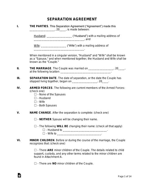 Free Marital Separation Agreement - PDF | Word – eForms