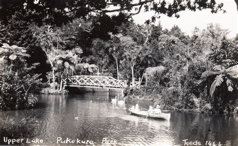 Upper Lake, Pukekura Park. Postcard by Teed's, New Plymouth ~ 1444. | Upper lake, Historical ...