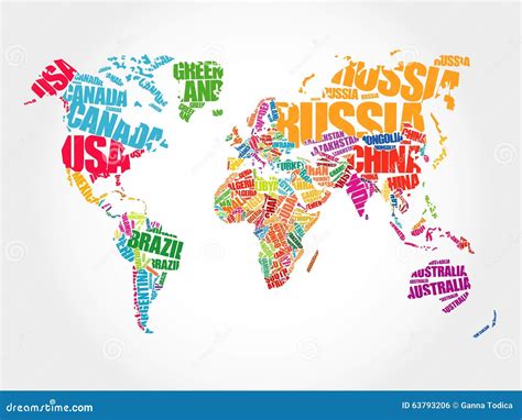 World Map in Typography Word Cloud Stock Illustration - Illustration of ...