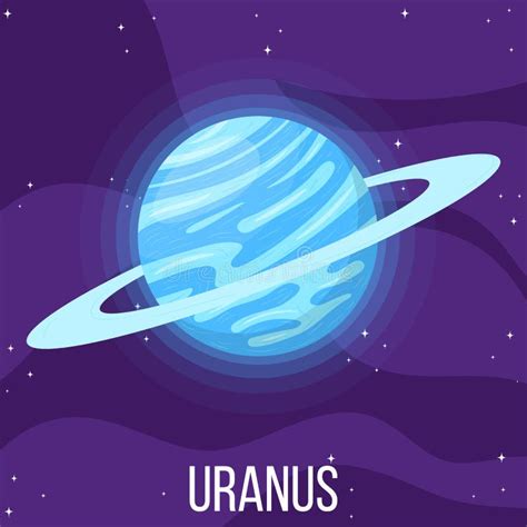 Uranus Planet in Space. Colorful Universe with Uranus. Cartoon Style Vector Illustration for Any ...