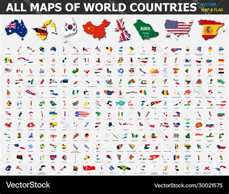 World Map Showing All Countries Flags