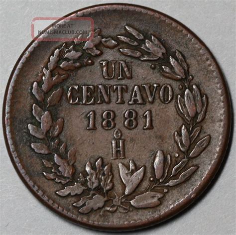 1881 - Ho Scarce Large Centavo Mexico (low Mintage Copper Centavo ...