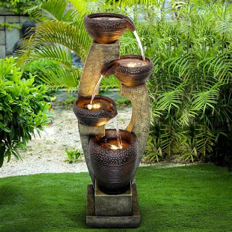 Amazon.com: Naturefalls 40” H Modern Outdoor Fountain - 4 Crocks ...