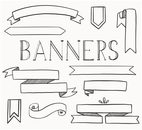 Banner Doodles / Hand Drawn Banner Clip Art / Banner Clip Art / Blog ...