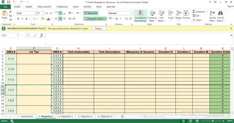 Work Breakdown Structure Template Excel Free Download - Printable Templates