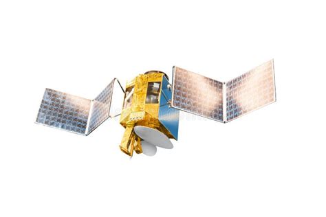 Satellite with Solar Panels Isolated on White Stock Image - Image of aerial, isolated: 172777323