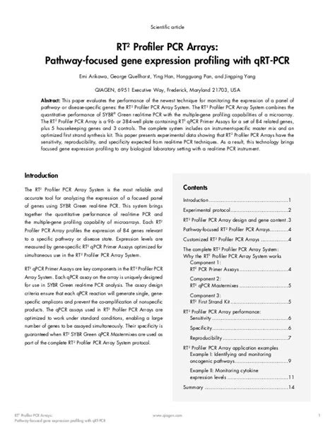 RT2 Profiler PCR Arrays: Pathway-focused Gene Expression Profiling wi…