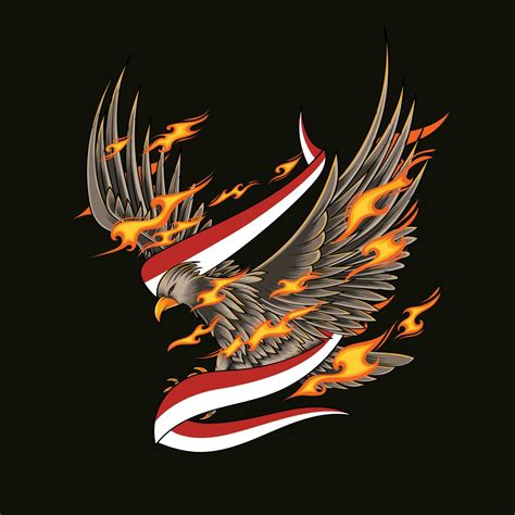 Fire Eagle Drawing with Indonesian Flag 24595738 Vector Art at Vecteezy