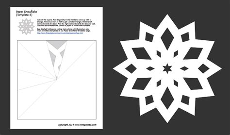 Printable Paper Snowflake - Template 5 | Paper snowflake template, Snowflake template, Paper ...