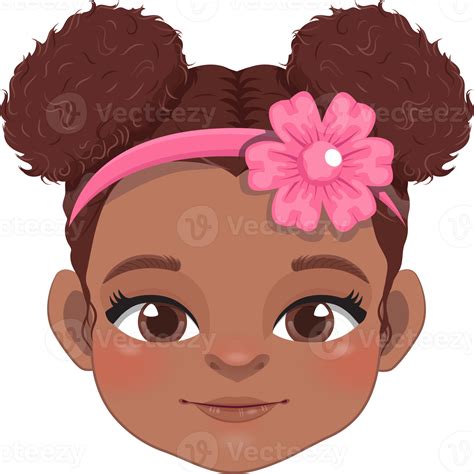 Cute Black Baby Girl Face Collection, American African Cartoon ...