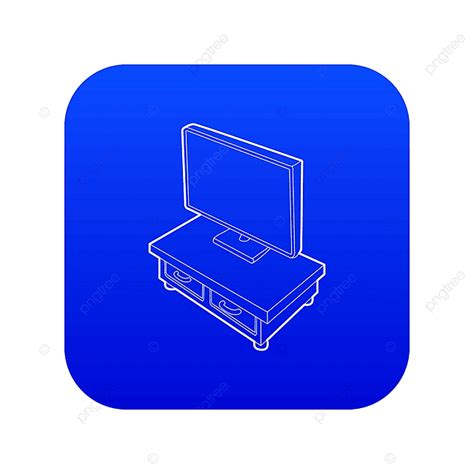 Tv Cabinet Clipart Hd PNG, Wooden Tv Cabinet With Tv Icon Blue Vector Isolated On White ...