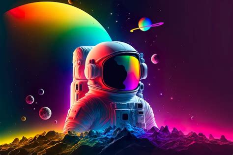 Premium Photo | Colorful space background astronaut on a rocket on the ...
