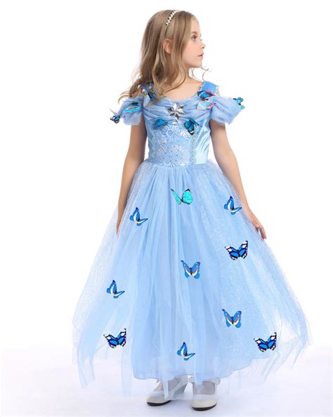 blue halloween costume for kids princess little christmas gifts for children girls cinderella ...