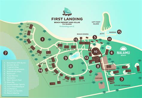 Resort Map - First Landing Resort Fiji | Island resort, Tropical resort ...