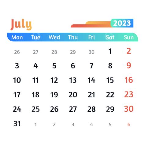 July Calendar 2023, July 2023, Calendar 2023, July Calendar PNG and ...