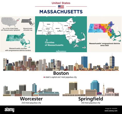 Massachusetts's counties map and congressional districts since 2023 map ...