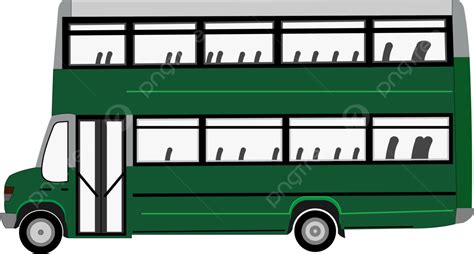 Double Decker Bus Green Color Side View, Double Decker, Green Color Modern Bus, School Bus PNG ...