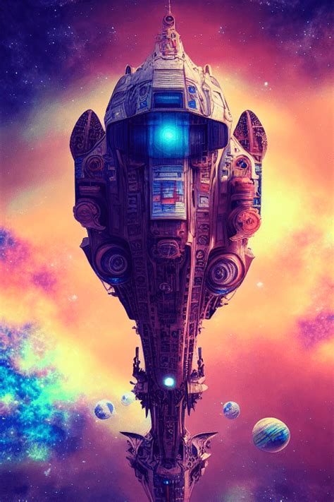 Spaceship Fractal Watercolor Digital Painting · Creative Fabrica