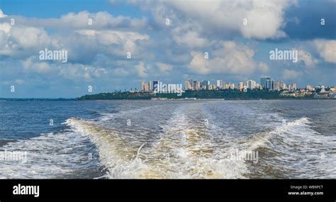 Maputo city skyline , sky line view from a distance on a boat trip to ...