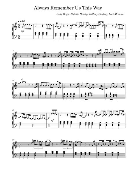 Always Remember Us This Way Sheet music for Piano (Solo) | Musescore.com