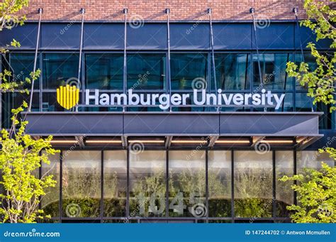 Front Entrance To Hamburger University McDonald`s Headquarters. Streets ...