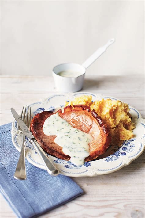 Gammon steaks with creamy parsley sauce and root veg mash | Recipe | Gammon recipes, Gammon ...