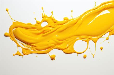 Premium AI Image | yellow liquid dense dark paint splash on clear wall Generative AI