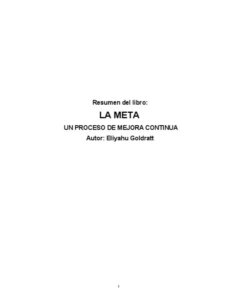 (DOC) Resumen de la obra "La meta" | Mercedes Vanessa - Academia.edu