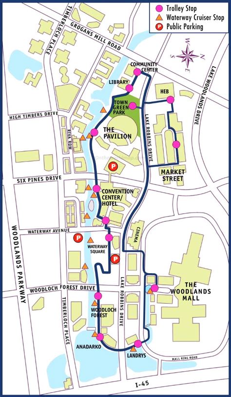 The Woodlands Waterway Trolley Map - Ontheworldmap.com