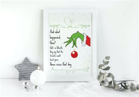 The Grinch Christmas Quote Grinch Heart Grew Three Sizes That - Etsy | Grinch heart, Grinch ...