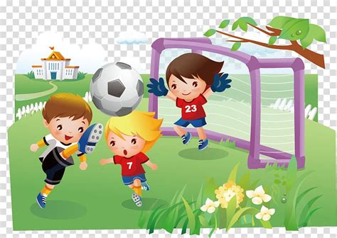 Children Playing Soccer Cartoon