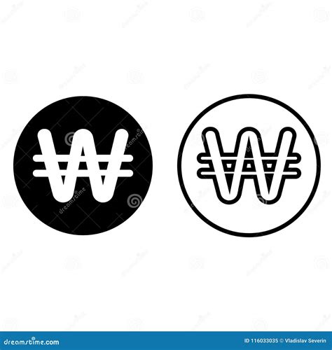 Korean Won Currency Symbol Icon Stock Illustration - Illustration of button, blackandwhite ...