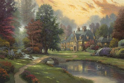 Thomas Kinkade Lakeside Manor Painting | Best Paintings For Sale