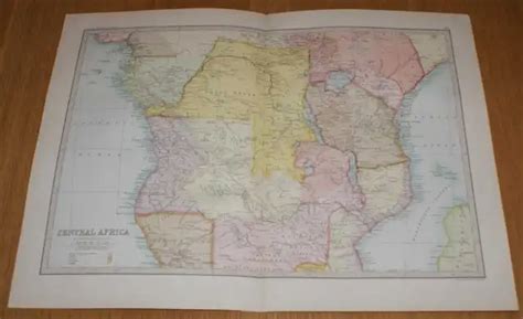MAP: 1890 CENTRAL Africa from Library Reference Atlas now Gabon, Angola, Congo EUR 51,98 ...