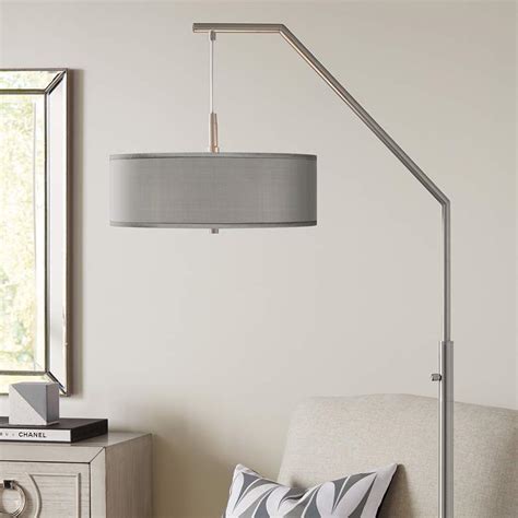 Gray Faux Silk Modern Arc Floor Lamp - #81C93 | Lamps Plus