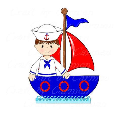 Sailor Clip Art, Boat, Baby Boy, Cute Sailor, Ahoy, Baby Shower, Nautical, personal & Small ...