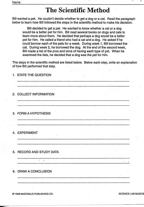 Free Scientific Method Worksheets