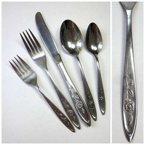 Oneida Community My Rose Stainless 41 Pc Flatware Set 60s