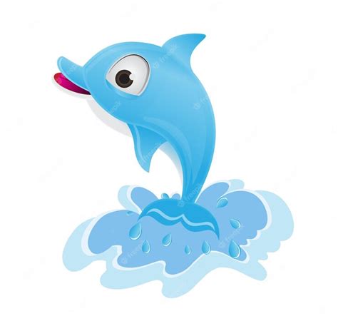 Premium Vector | Cartoon dolphin jumping from water with splash of water