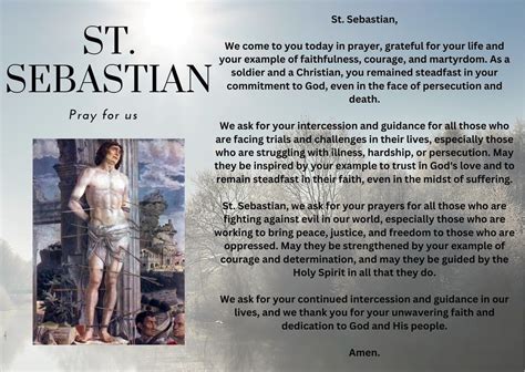 St. Sebastian, Pray for Us Prayer Card - Etsy