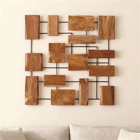 'Marcel' Teak Wood Wall Art 38.75"x1.75" + Reviews | Crate & Barrel