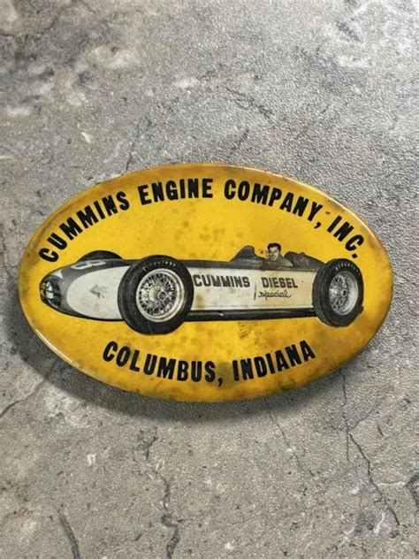 VINTAGE CUMMINS ENGINE Company Columbus Indiana Race car Pin 3” Rare $22.50 - PicClick