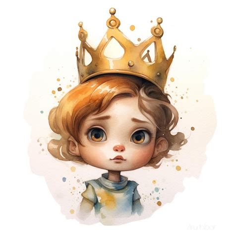 Premium Photo | A painting of a little boy with a crown on his head