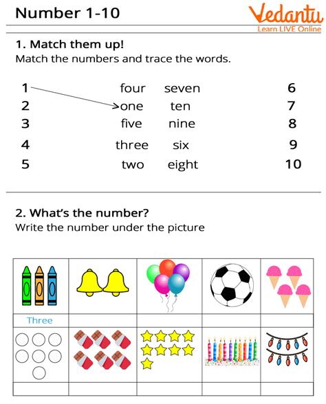 Printable Numbers from 1 to 10 - Learn with Examples for Kids