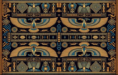 Egyptian fabric pattern. Abstract indigenous line art for ancient Egypt. Egyptian textile vector ...