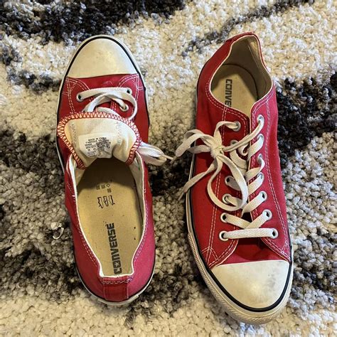 Modern Red Low Top Converse Shoes These Rex low top... - Depop