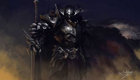 knight armor dark background fantasy art HD Wallpaper